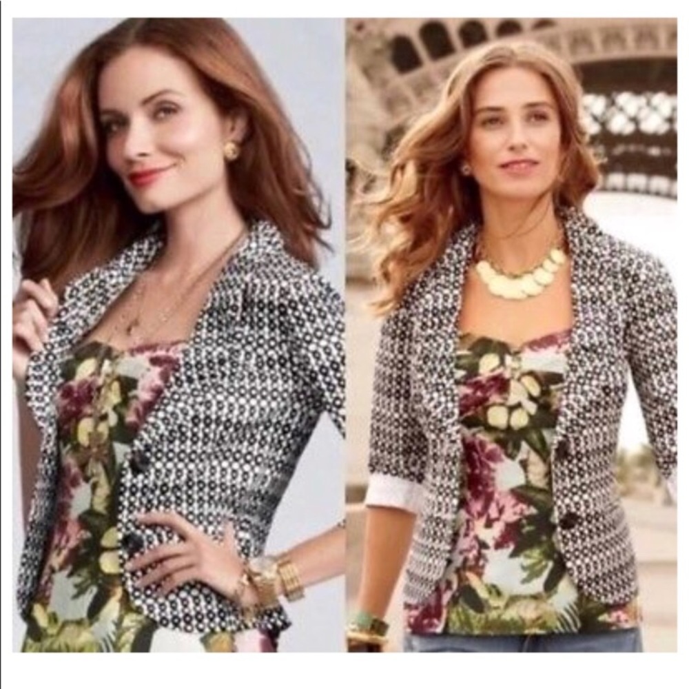 CAbi black & white blazer/jacket. Size 14.